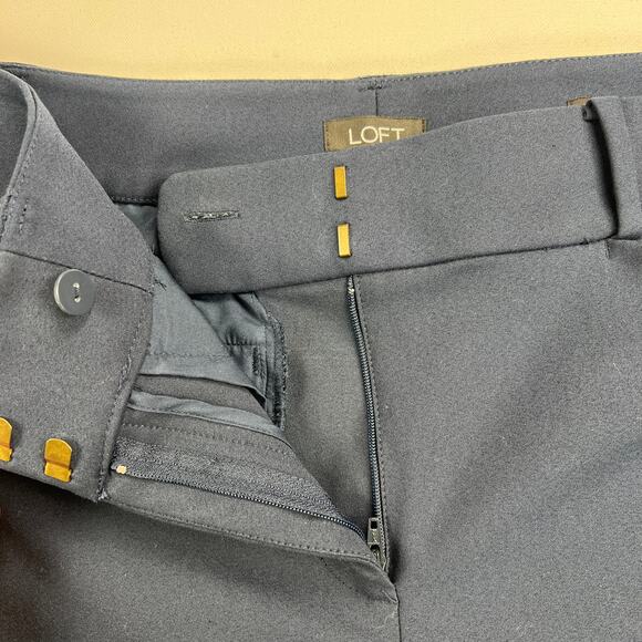 LOFT Julie Straight Dress Chino Trousers Navy Blue Mid Rise 32' Inseam Size 10T - Picture 5 of 11